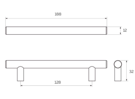 УТ М2559 ручка-рейлинг 128 мм, нерж., D=12мм, черный SALE