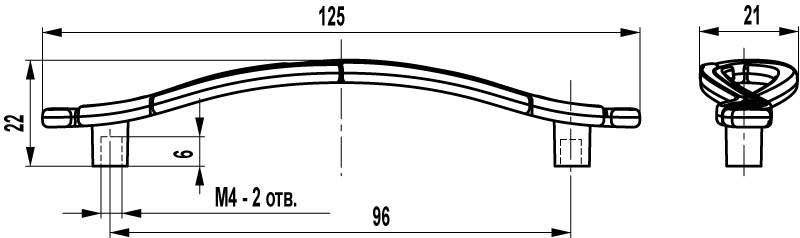 ВЛ FS-188 ручка-скоба 96 мм серебро прованс/9003 белый матовый (TS) SALE