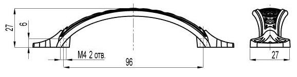 ВЛ FS-144 ручка скоба 96 мм серебро прованс/9003 белый матовый (в стопе)