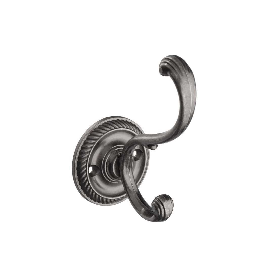 KR 0280 BAZ Крючок 2-х рожковый чернёный старинный цинк