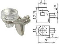 Полкодержатель угловой c присоской и доп. упором для стеклянных полок (заказ)