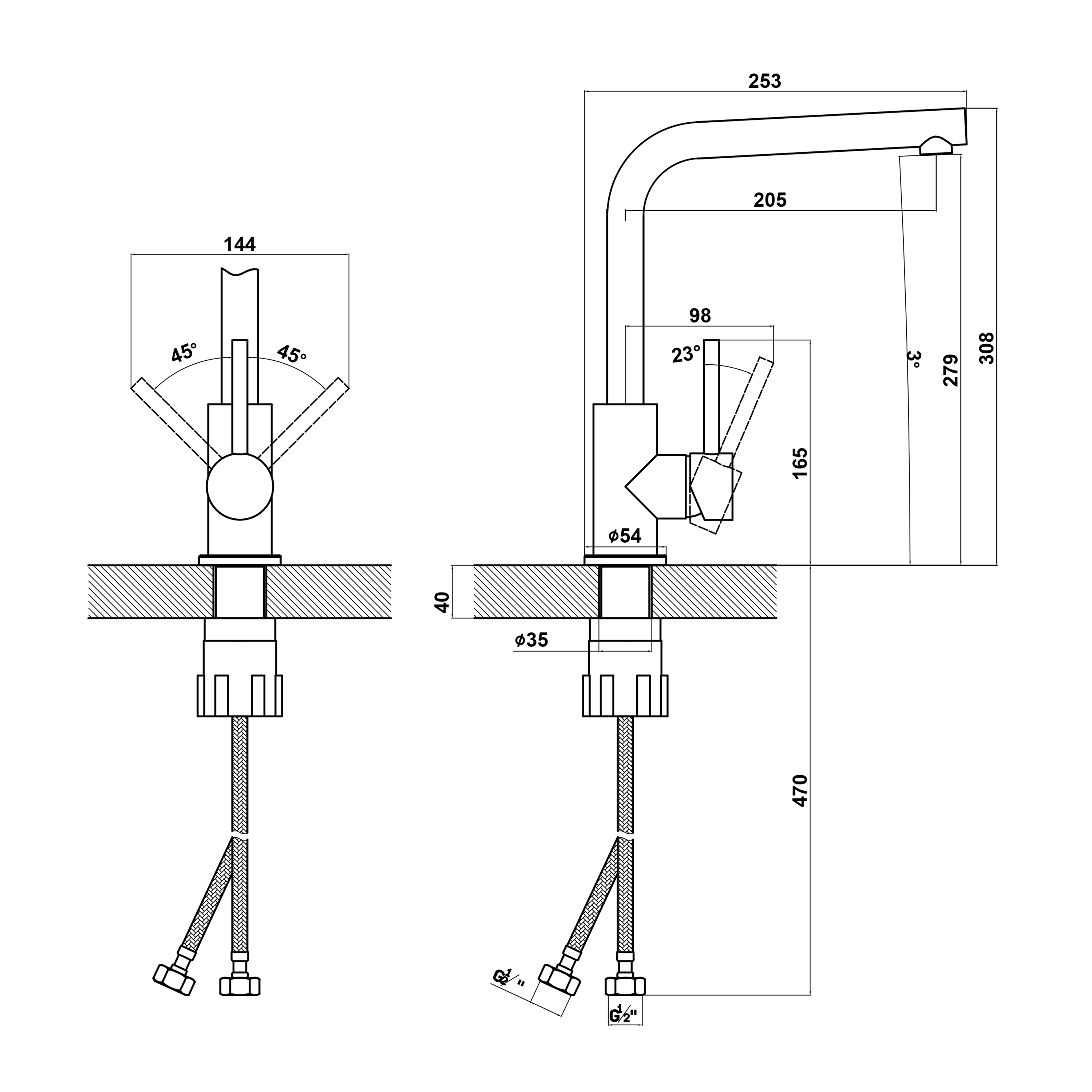 Смеситель FLORENTINA Дельта FL нержавеющая сталь (заказ)