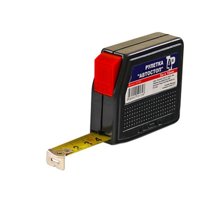 Рулетка "автостоп" 5м пластик