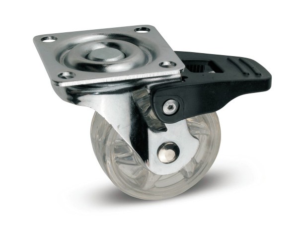 SETE Колесо силиконовое прозрачное d 35 мм, с тормозом (стоп-лист)