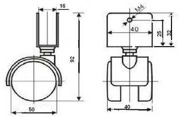 Опоры колесные U-образное крепление d50 SALE