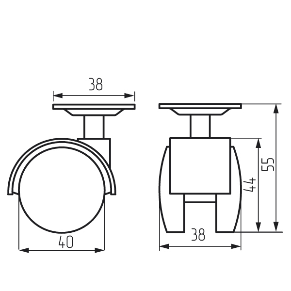 Опоры колесные на площадке d 40