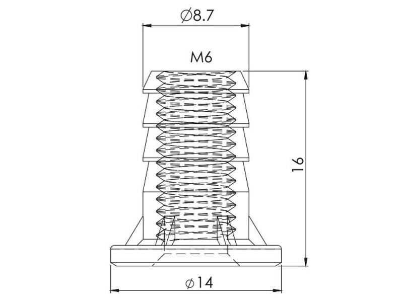 Опоры регулируемые ОС 17 для стола вкручиваемая h 20 (М6)