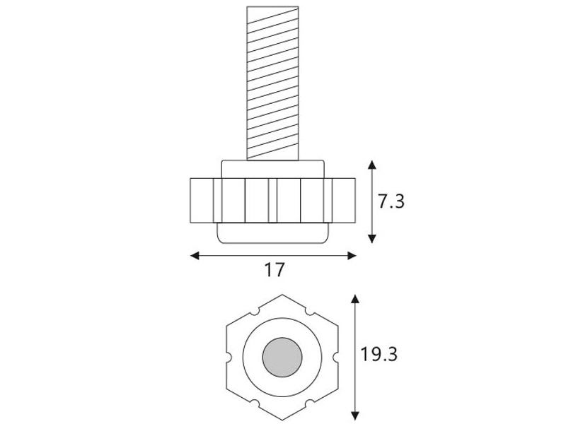 Опоры регулируемые ОС 17 для стола вкручиваемая h 20 (М6)