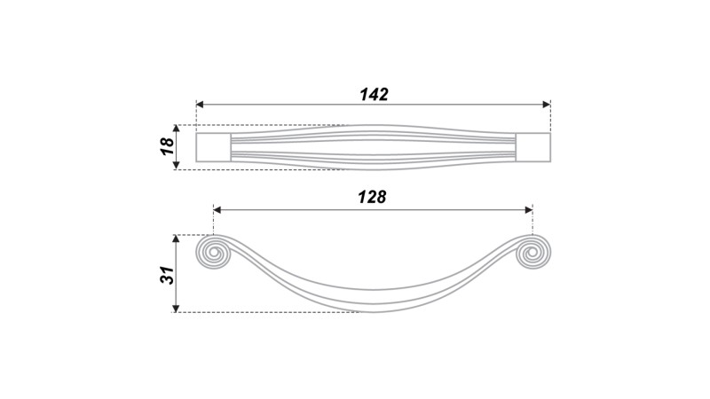 BRD RS427BAВ.4 ручка-скоба 128мм VICTORIA браш. старин. бронза (заказ)