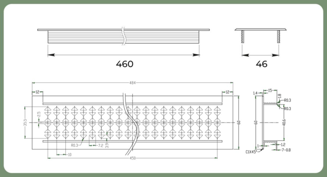SETE вентиляционная решетка 60*484, алюминий NEW