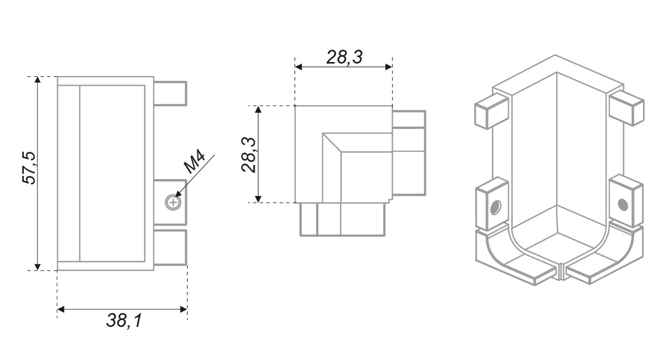 BRD RZ051.03SC внутренний уголок-держатель L GOLA BALANCE сатиновый хром (заказ)