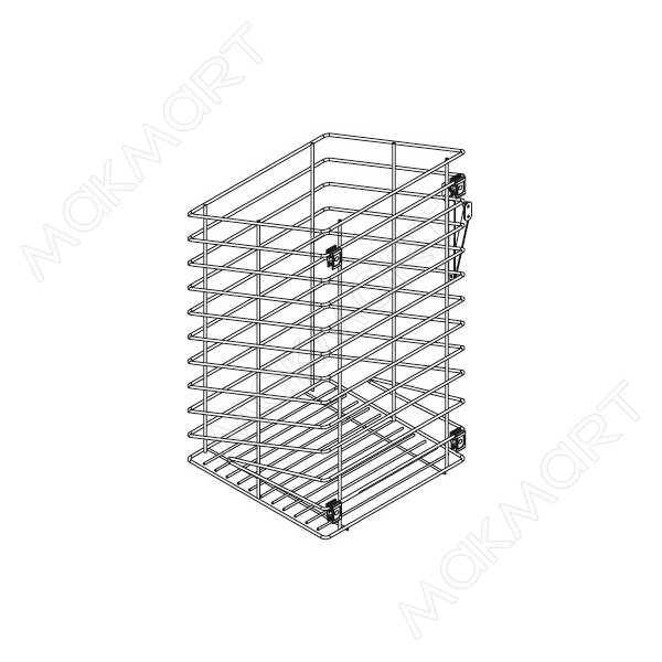 Корзина для белья в базу 300 откидная, отделка хром