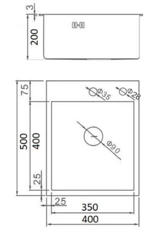 Мойка прямоугольная WISENT 4050 (400*500*220см)