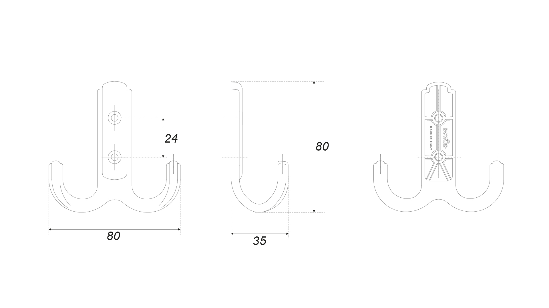 BRD K252AP.6 Крючок DOMANI LF 2-х рожковый Старинное олово (заказ)
