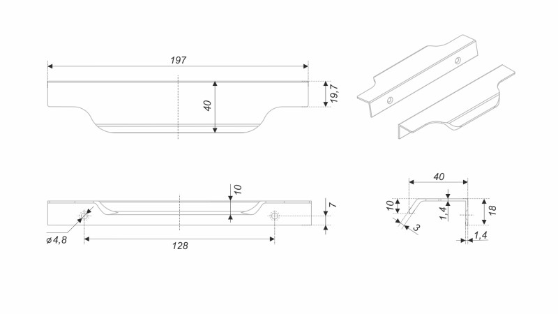 BRD RT811BL.1 ручка торцевая 200мм TERA черный матовый
