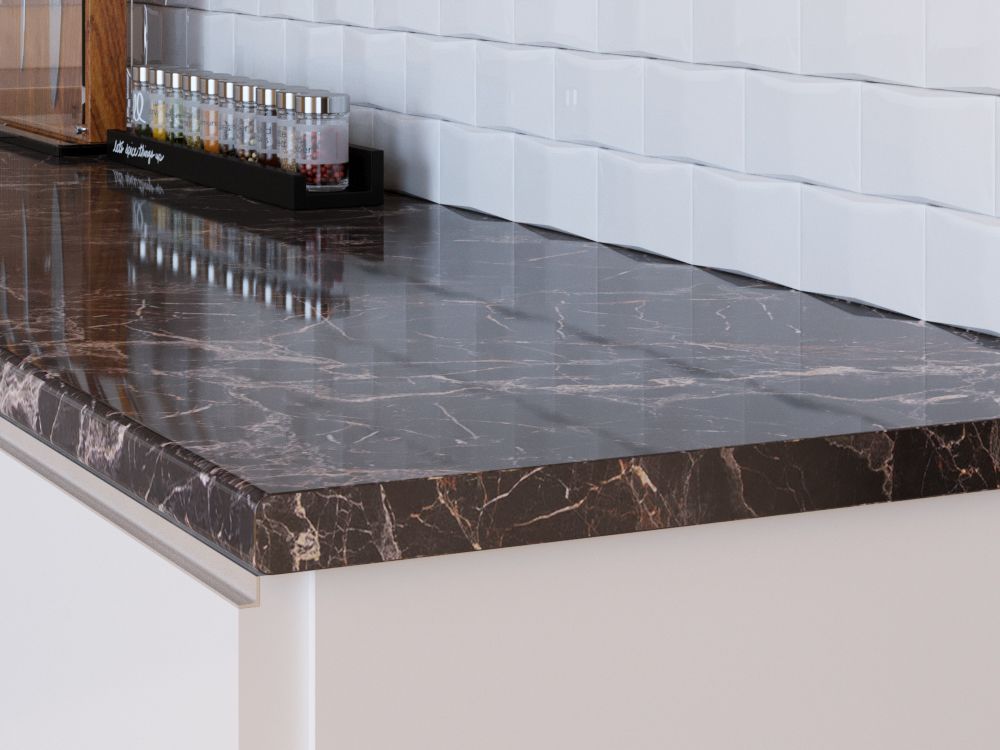 Столешница КЕДР МК 3000*600*25мм 1 группа - Мрамор марквина черный 3029