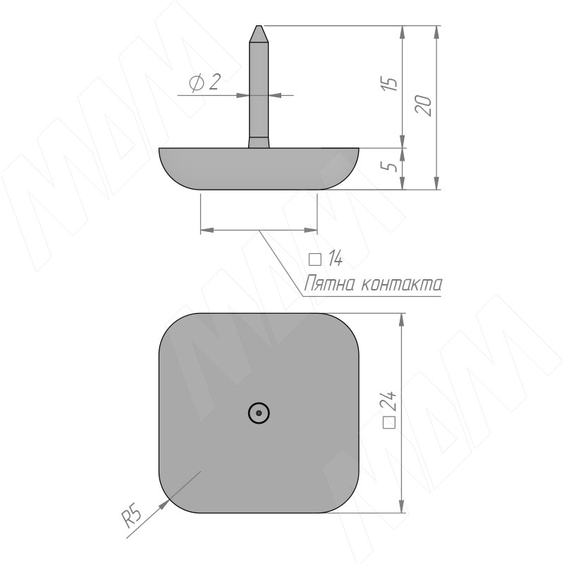 Подпятник с гвоздем квадратный SuperGlide (скользкий) (заказ)