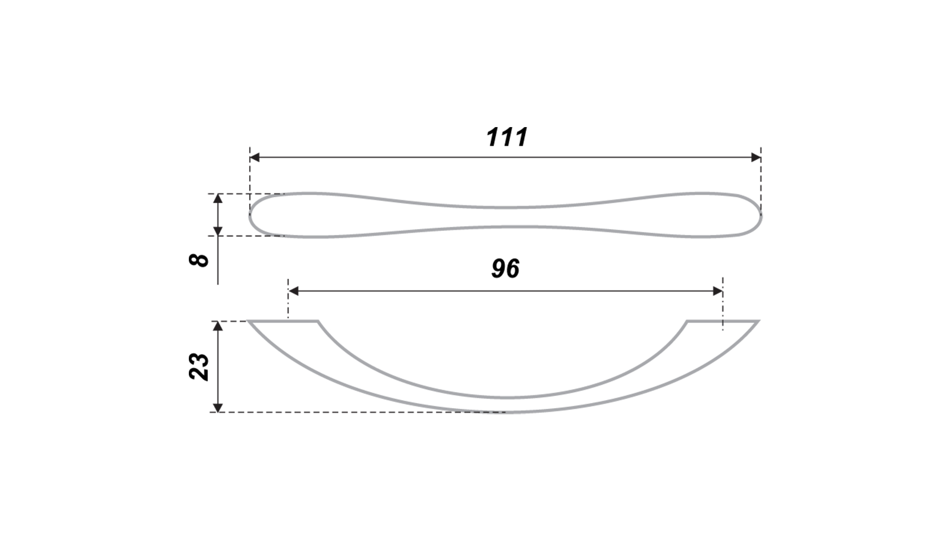 BRD RS028DBL.3 ручка-скоба 96мм черный матовый/графитовый (8211)