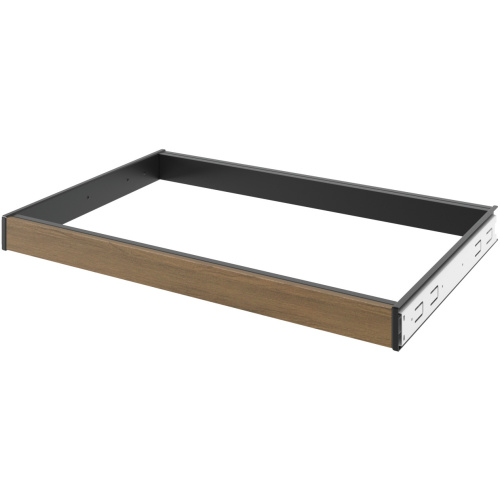 Рамка выдвижная L.740-880мм, полного выдвижения с доводчиком, отделка черный бархат (матовый) + дере