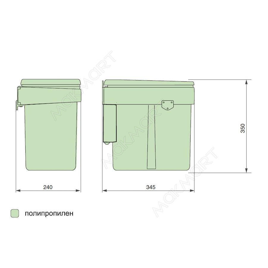 Ведро для мусора (20л) С делителем, пластик темно-серый (заказ)