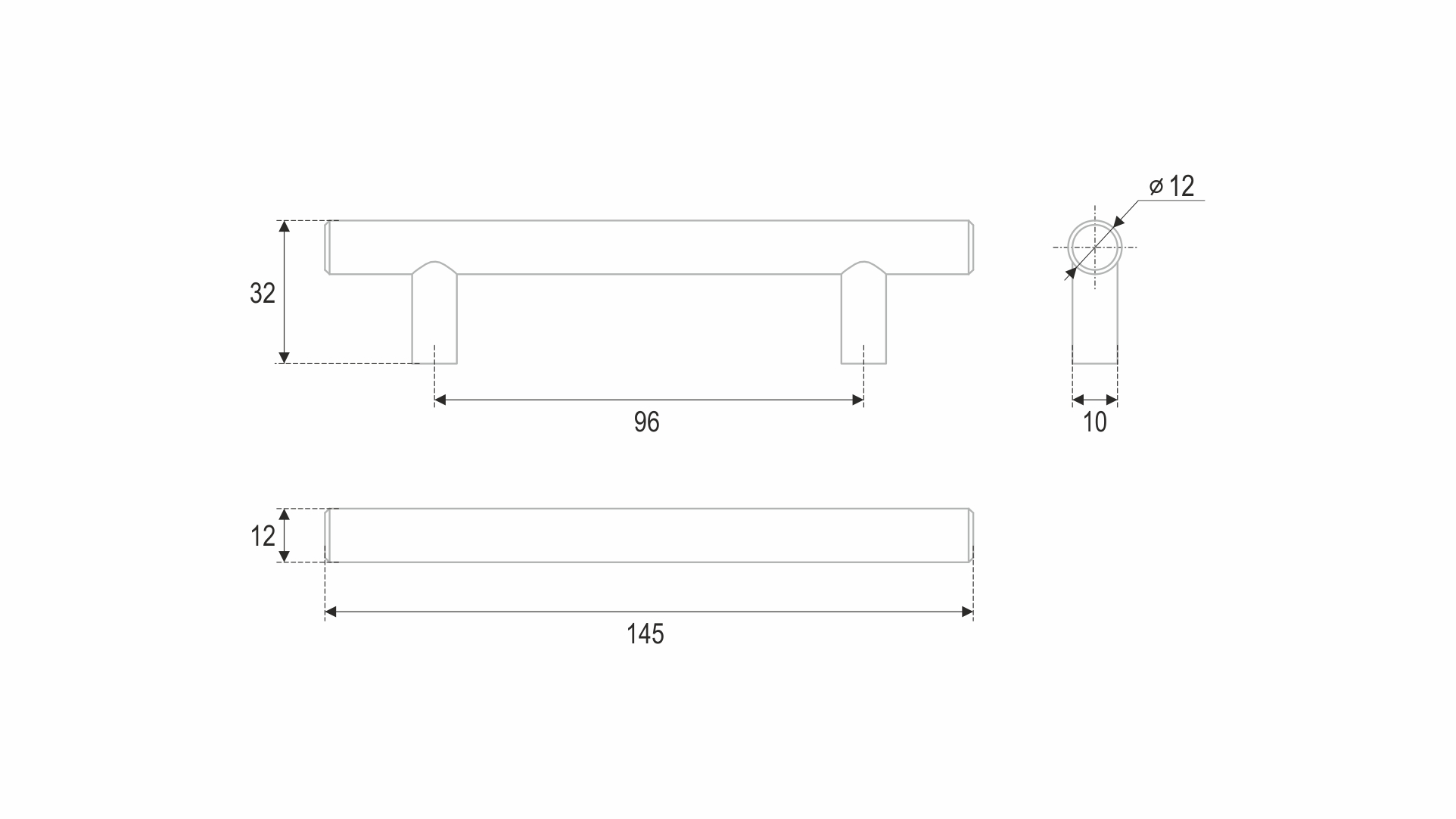 BRD RR007SST.5/96 ручка-рейлинг 96 мм AGENT нержавеющая сталь
