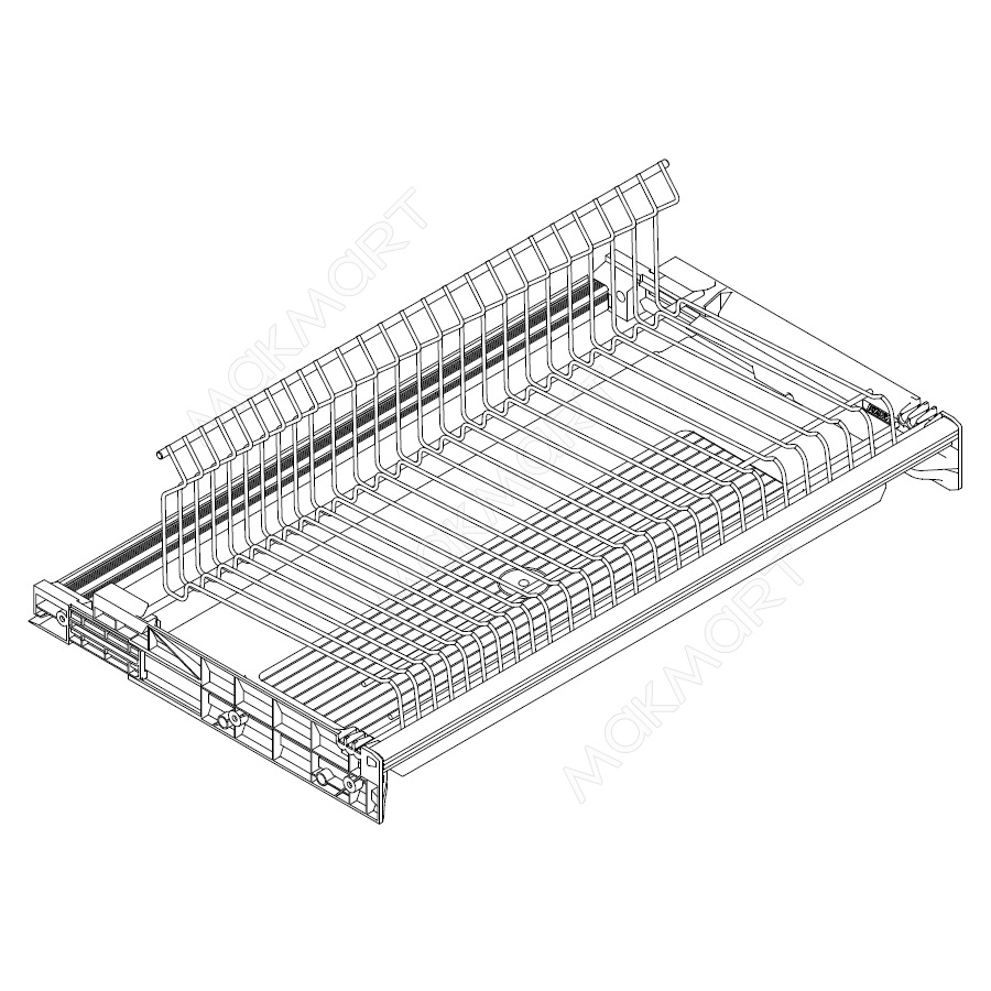 Сушка 1-уровневая в базу 800/16, с рамкой, поддон (пластик), отделка сталь (заказ)