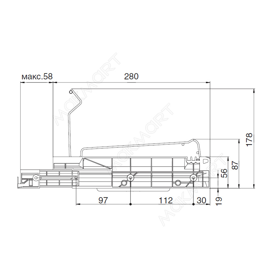 Сушка 1-уровневая в базу 800/16, с рамкой, поддон (пластик), отделка сталь (заказ)