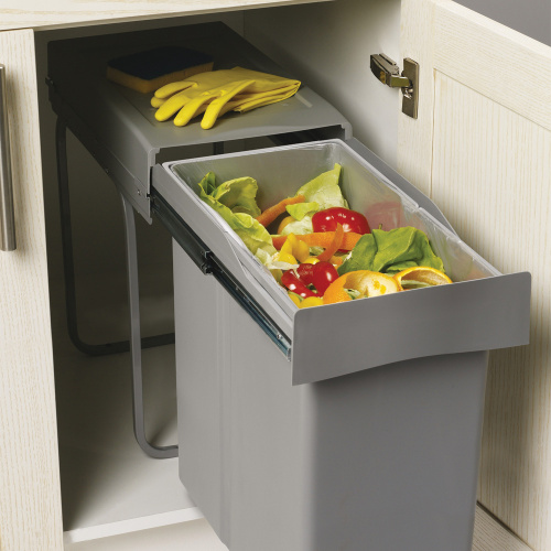 Ведро для мусора (40л) выдвижное, пластик серый 6.294.GS (заказ)