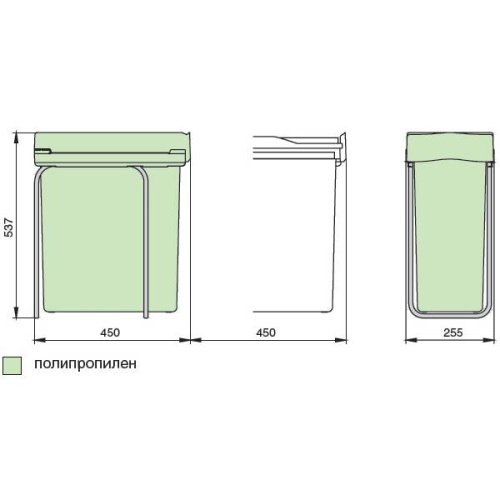 Ведро для мусора (40л) выдвижное, пластик серый 6.294.GS (заказ)