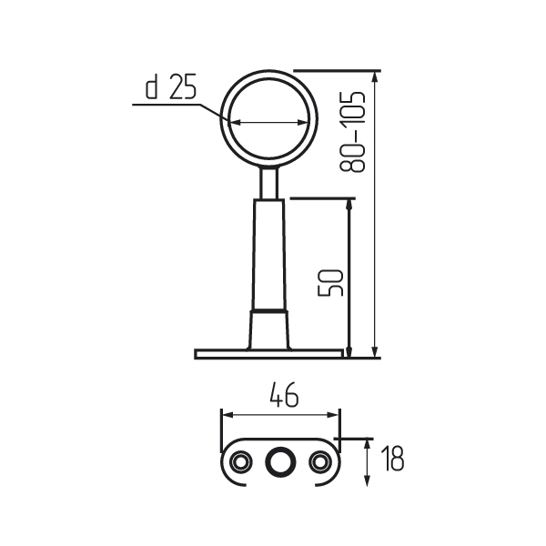 GP 50 R Держатель дистанционный сквозной регулируемый D 25 хром