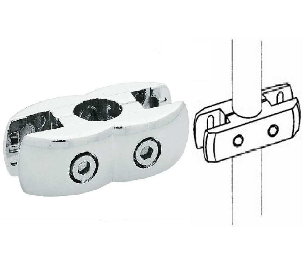 GP 55/52 Соединитель для трубы и двух панелей хром