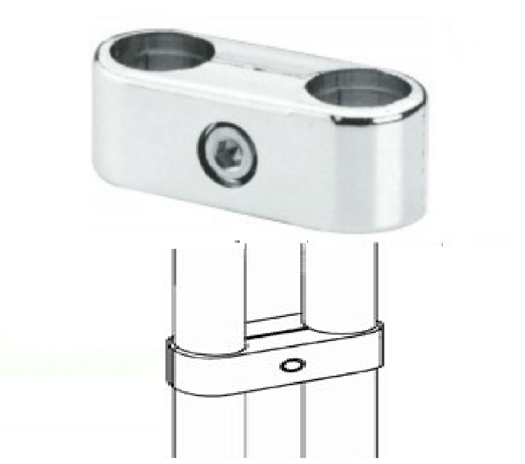 GТ 2 Соединитель параллельный для двух труб хром (стоп-лист)