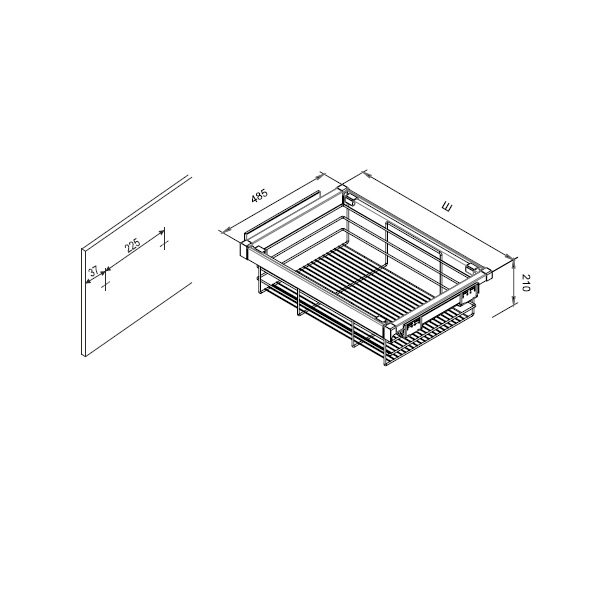 Razzio корзина выдвижная для белья, мокко 600 мм 564*485*150 (заказ)