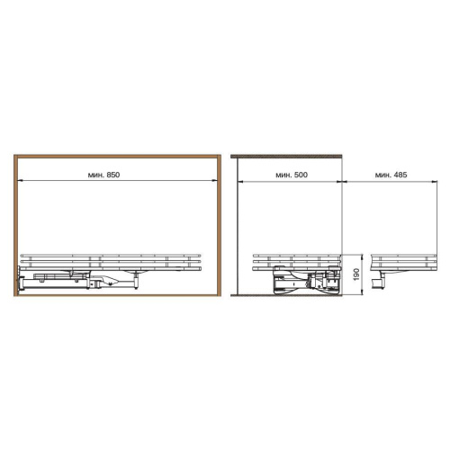 Механизм Combi'S 2 в угловую базу 900 мм, отделка хром + белый, левый (заказ)