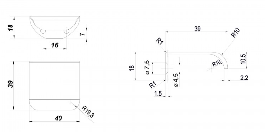 BRD RT110SG.1 ручка торцевая 16 мм MONTE сатиновое золото (заказ)