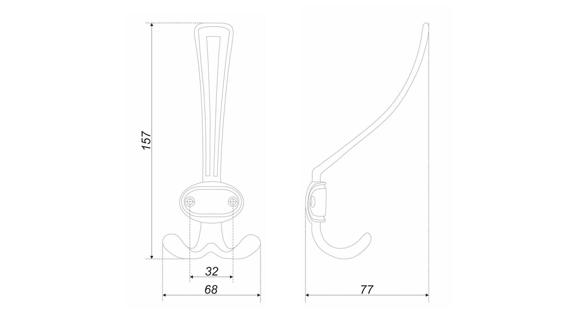 BRD K306ABL.2 Крючок LORD 3-х рожковый черный старинный SALE