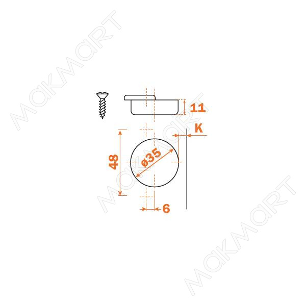 Петля 94" накладная (толщина фасада 19-35 мм) без планки SALE