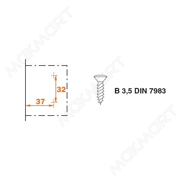 Клип-ответная планка Н0 под шуруп, крестообразная (для C2ABA99, C7A6AD6, C2UBAD9)SALE