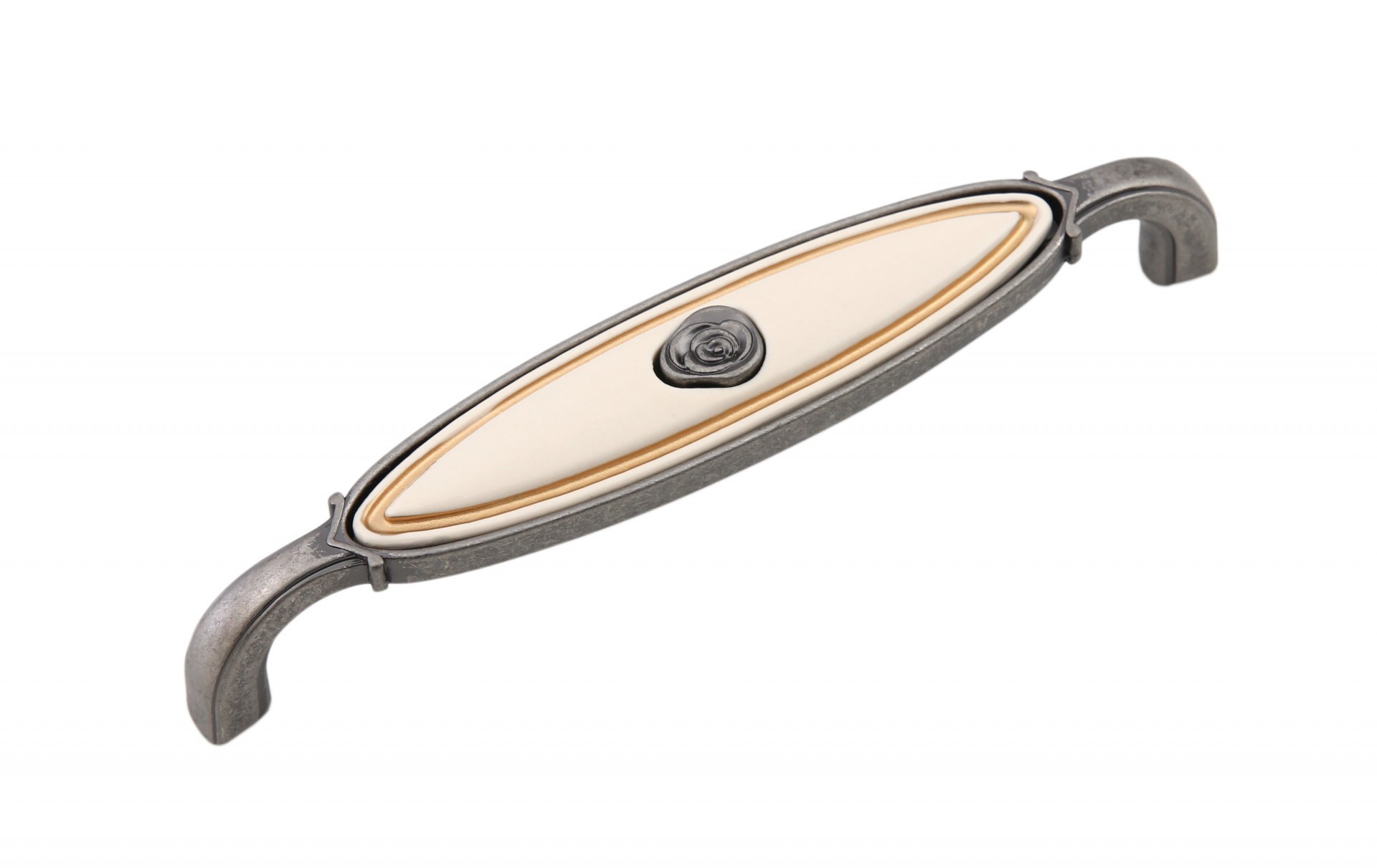 BRD RS111BАZ.4/W ручка-скоба 128мм MARTA  черненый старинный цинк/кремовый (заказ)