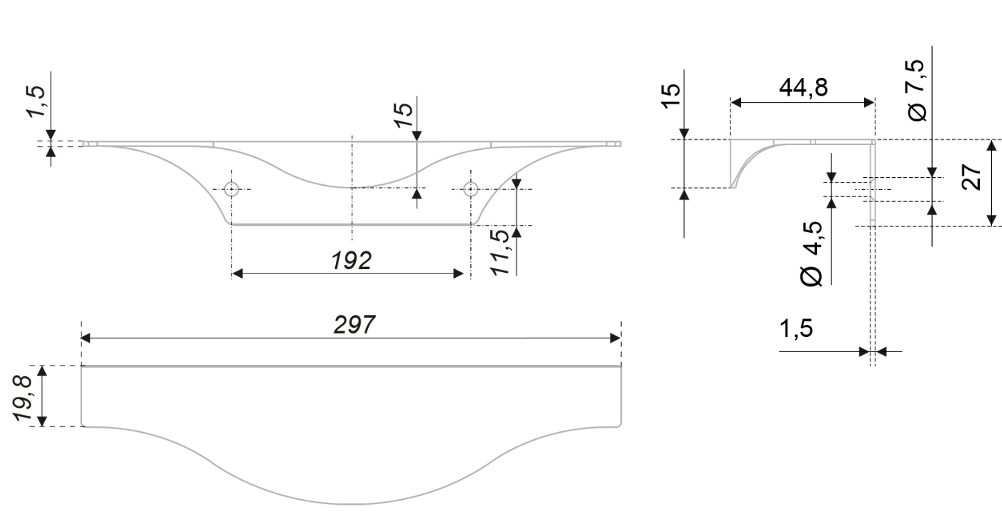 BRD RT108SST.1 ручка торцевая 300 мм ERA нержавеющая сталь (заказ)