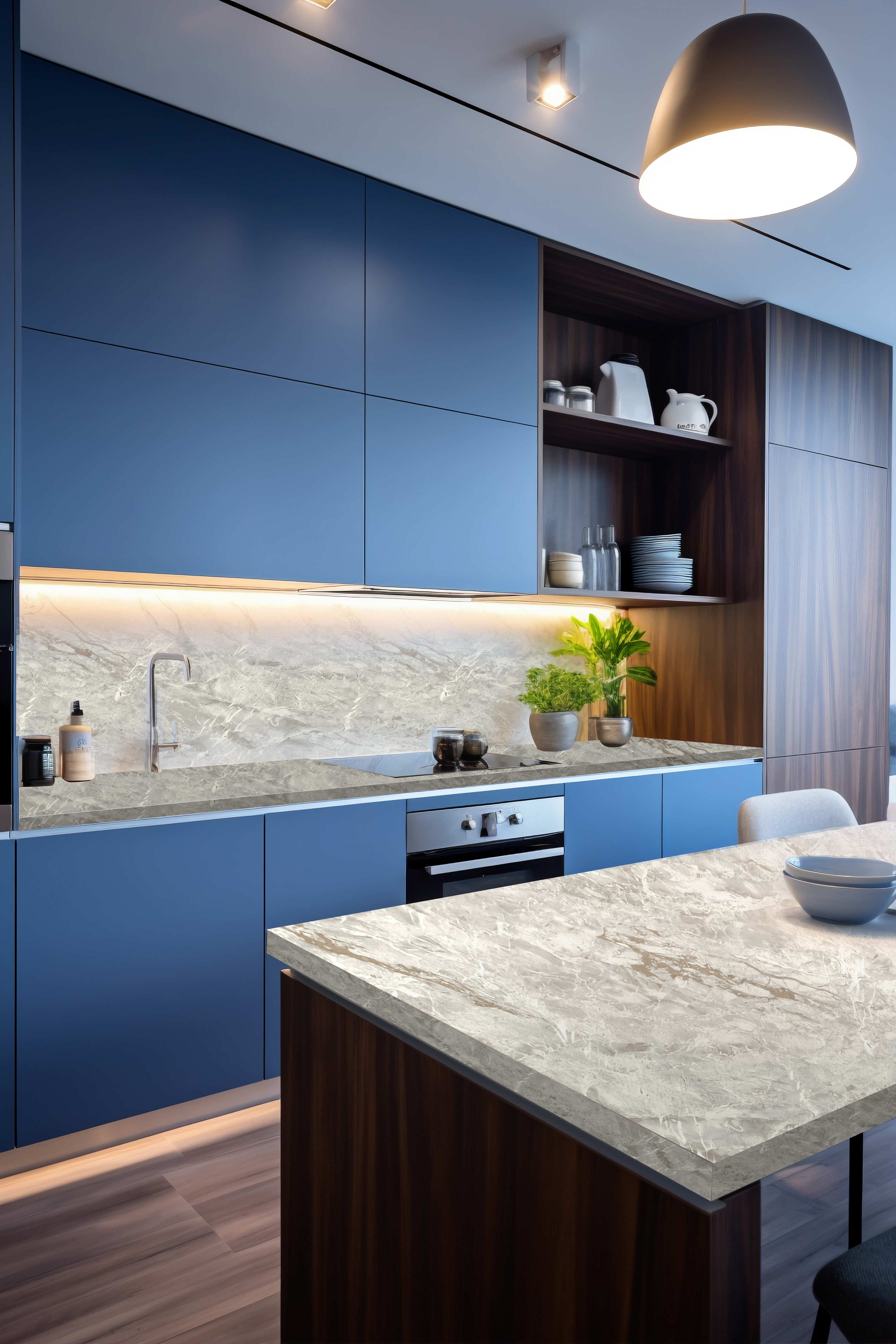 Столешница R3 КЕДР МК 3000*600*38мм 1 группа - Мрамор Аврора 7771/S (заказ)