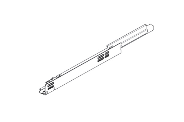 Направляющая Тандем L500 мм полного выдвижения с доводчиком, правая (стоп-лист)