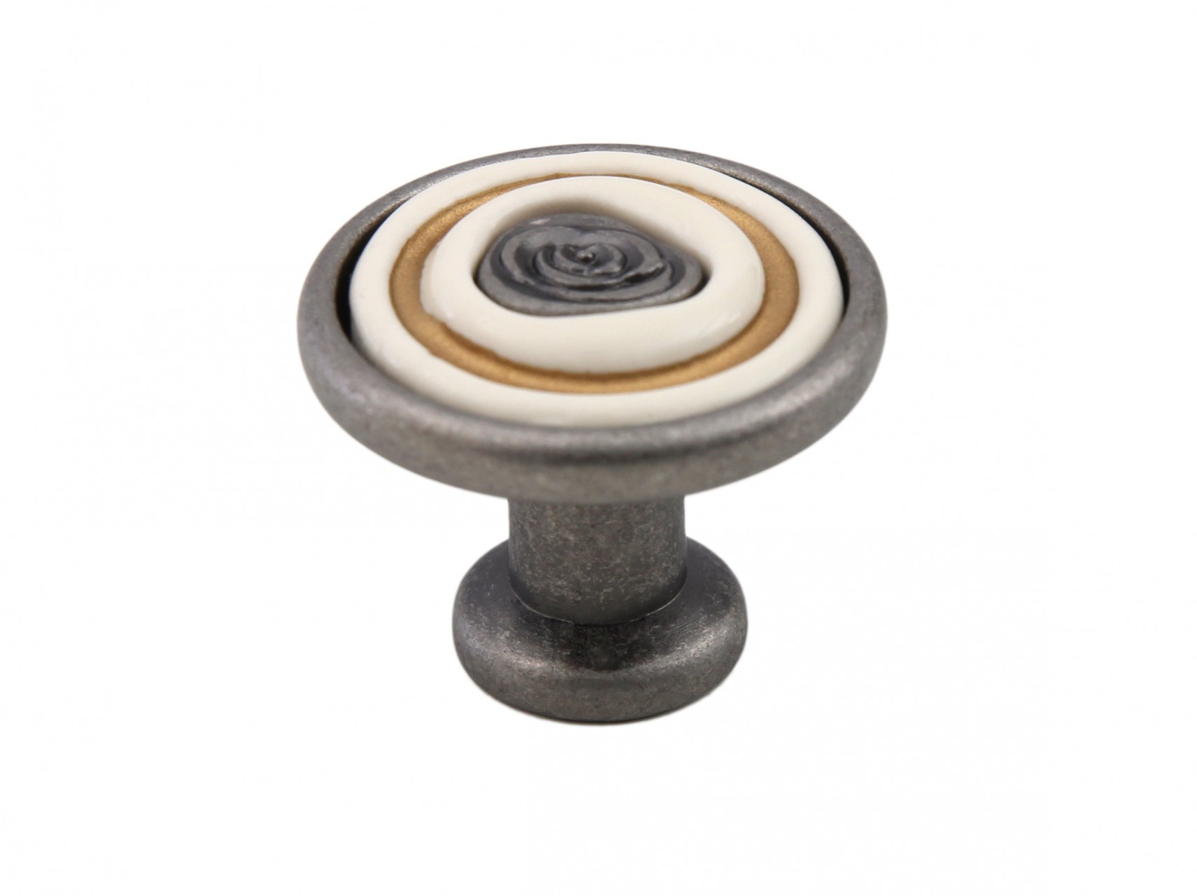 BRD RC108BAZ.4/W ручка кнопка MARTA чернёный старинный цинк/кремовый (снято)