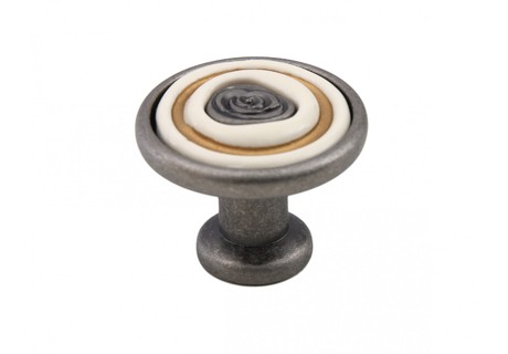 BRD RC108BAZ.4/W ручка кнопка MARTA чернёный старинный цинк/кремовый (снято)