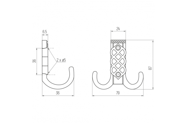 SETE Крючок RENATO 2-х рожковый бронза SALE