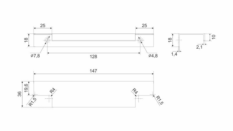 BRD RT809SC.1 ручка торцевая 150 мм RAY матовый хром