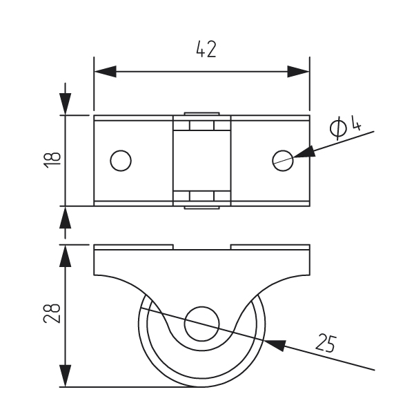 Опоры колесные прямого хода/ролик выкатной d 30