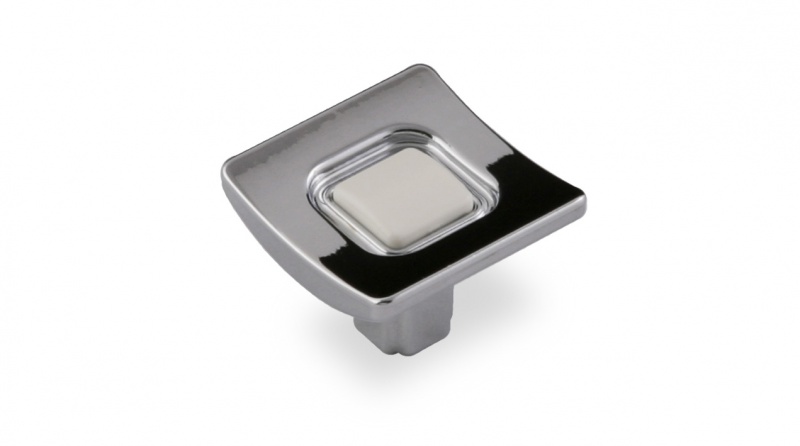 ВЛ FB-039 ручка кнопка  хром глянцевый/белый (стоп-лист)