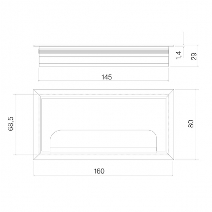 SETE заглушка для кабеля прямоугол. 80*160мм, металл, черный