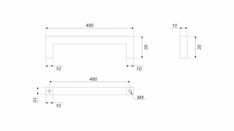 BRD RS143SST.5 ручка-скоба 480 мм QUADRA нержавеющая сталь (заказ)